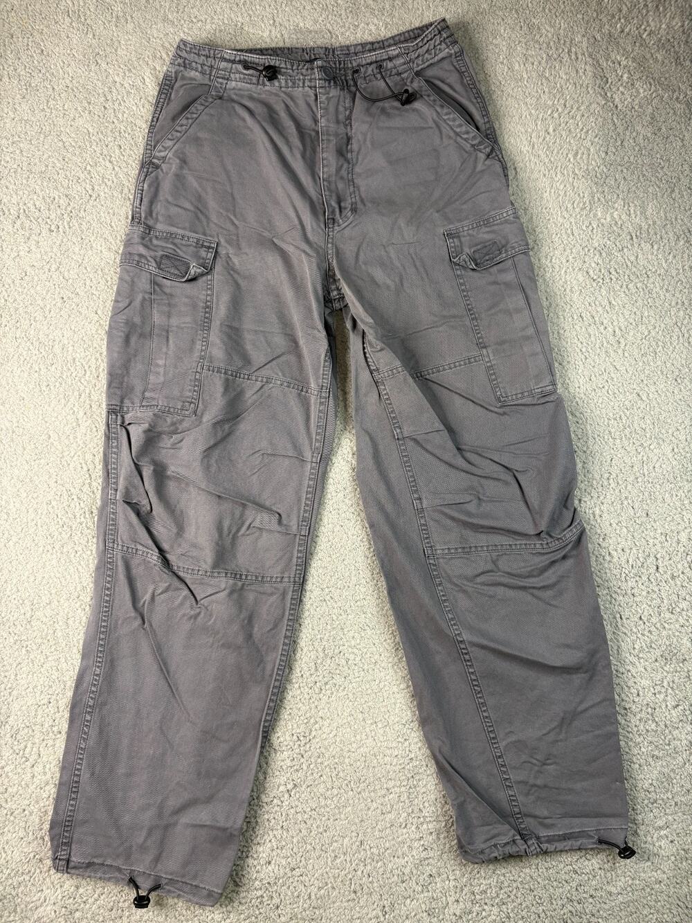 Brandy Melville Cargo Fisherman Pants Women's Size W26 Gray Toggle Hems Y2K